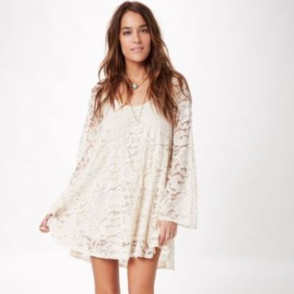 Show Me Your MuMu Fannie Flow Ivory Lace Dress